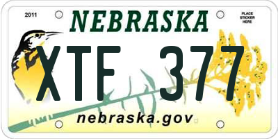 NE license plate XTF377