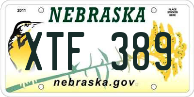 NE license plate XTF389