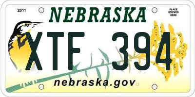 NE license plate XTF394