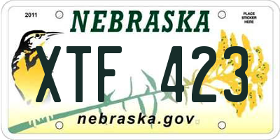 NE license plate XTF423
