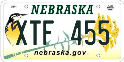 NE license plate XTF455
