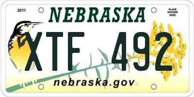 NE license plate XTF492