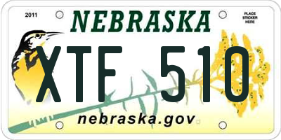 NE license plate XTF510