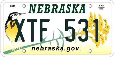 NE license plate XTF531