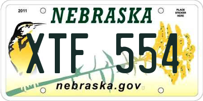 NE license plate XTF554