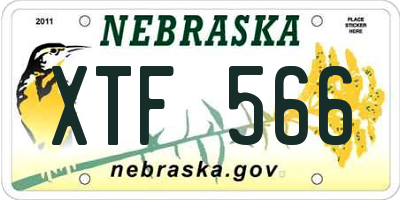 NE license plate XTF566