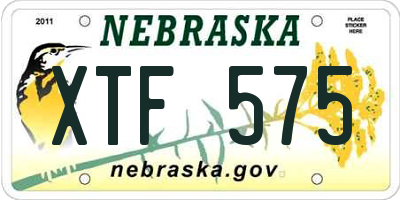 NE license plate XTF575