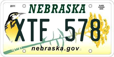 NE license plate XTF578
