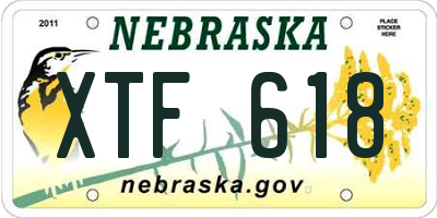 NE license plate XTF618