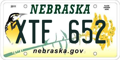 NE license plate XTF652