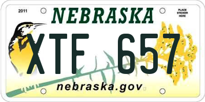 NE license plate XTF657