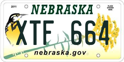 NE license plate XTF664