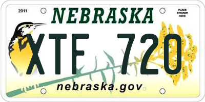 NE license plate XTF720