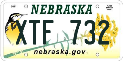 NE license plate XTF732