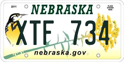 NE license plate XTF734