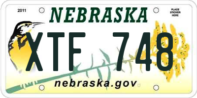NE license plate XTF748