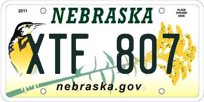 NE license plate XTF807