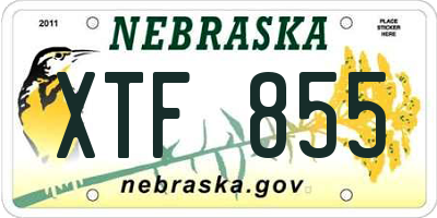 NE license plate XTF855