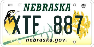 NE license plate XTF887