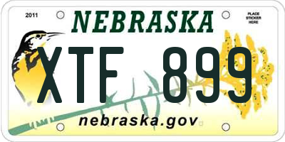 NE license plate XTF899