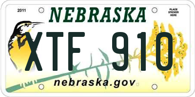 NE license plate XTF910