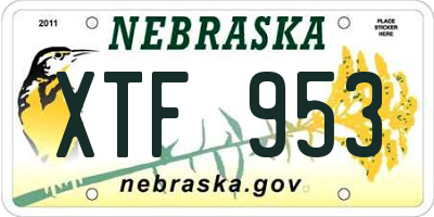 NE license plate XTF953