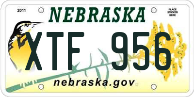 NE license plate XTF956