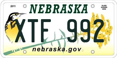 NE license plate XTF992