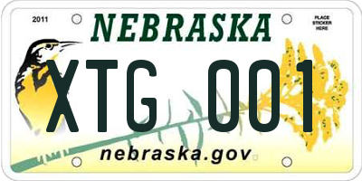 NE license plate XTG001