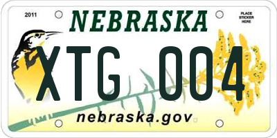 NE license plate XTG004