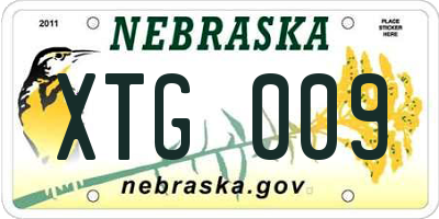 NE license plate XTG009