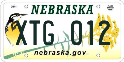 NE license plate XTG012