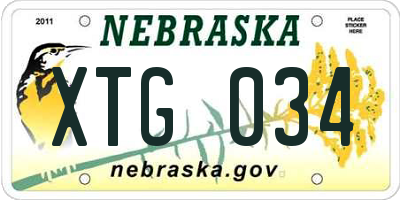 NE license plate XTG034