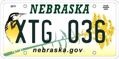 NE license plate XTG036