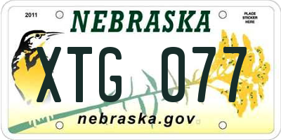NE license plate XTG077