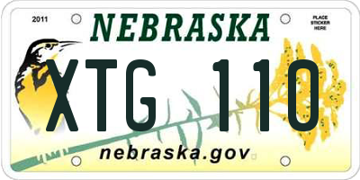 NE license plate XTG110