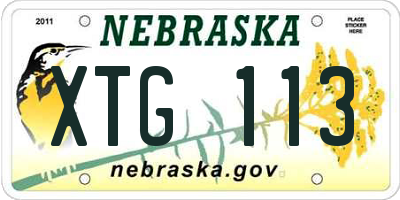 NE license plate XTG113
