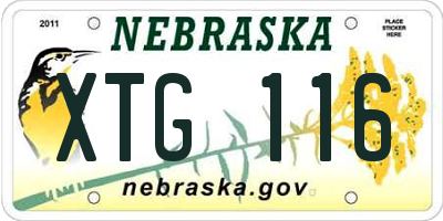 NE license plate XTG116