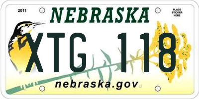 NE license plate XTG118