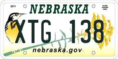 NE license plate XTG138