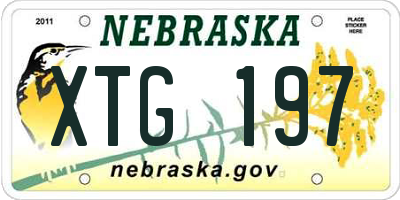 NE license plate XTG197
