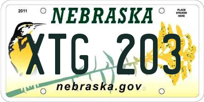 NE license plate XTG203
