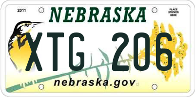 NE license plate XTG206
