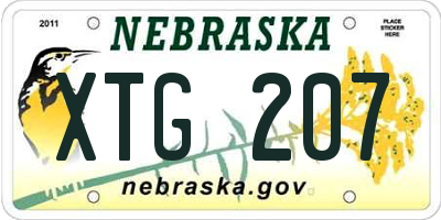 NE license plate XTG207