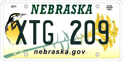 NE license plate XTG209