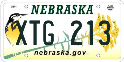 NE license plate XTG213