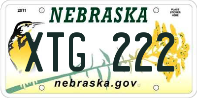 NE license plate XTG222
