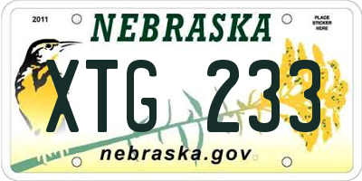 NE license plate XTG233