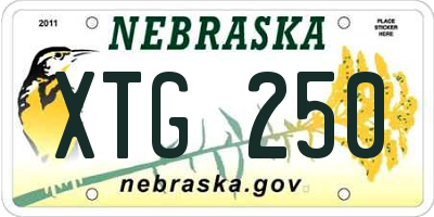 NE license plate XTG250