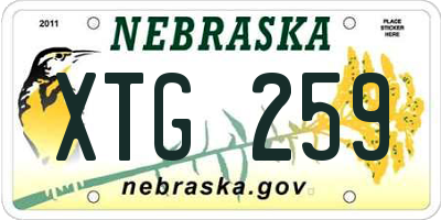 NE license plate XTG259